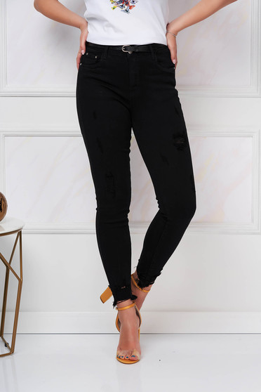 Black jeans high waisted skinny jeans faux leather belt
