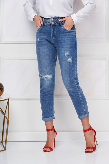 High waisted jeans, Blue jeans high waisted loose fit aims - StarShinerS.com