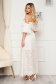 Ivory dress long cotton naked shoulders beach wear with elastic waist 2 - StarShinerS.com