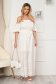 Ivory dress long cotton naked shoulders beach wear with elastic waist 3 - StarShinerS.com