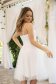 Rochie din tul alba scurta in clos cu elastic in talie si broderie florala 4 - StarShinerS.ro