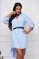 Bluza dama din material subtire albastru-deschis asimetrica cu croi larg si accesoriu tip curea - SunShine 3 - StarShinerS.ro