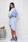 Lightblue women`s blouse asymmetrical loose fit thin fabric accessorized with belt 4 - StarShinerS.com