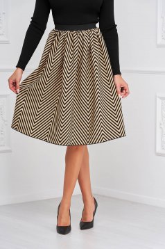 Midi StarShinerS cloche skirt elastic waist slightly elastic fabric office with geometrical print