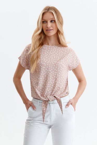 Lightpink women`s blouse casual loose fit thin fabric dots print