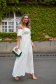 White dress midi cloche with elastic waist naked shoulders guipure 5 - StarShinerS.com