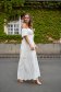 Rochie din ghipură alba midi in clos cu elastic in talie si umeri goi - SunShine 7 - StarShinerS.ro