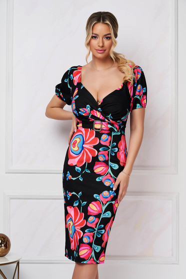 Elegant dresses, Dress midi pencil crepe with floral print - StarShinerS.com
