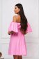 Rochie din bumbac roz deschis scurta in clos cu elastic in talie si umeri goi - SunShine 2 - StarShinerS.ro