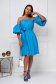 Blue dress short cut cloche with elastic waist cotton naked shoulders 4 - StarShinerS.com