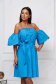 Rochie din bumbac albastra scurta in clos cu elastic in talie si umeri goi - SunShine 1 - StarShinerS.ro
