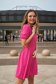 Rochie din material subtire roz scurta in clos cu elastic in talie si spatele decupat - SunShine 2 - StarShinerS.ro