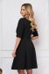 Rochie neagra midi eleganta in clos din stofa elastica cu pietre strass la gat 2 - StarShinerS.ro