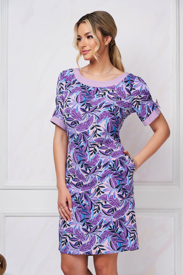 Dress short cut pencil elastic cloth lateral pockets with floral print