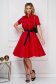 Red dress short cut cloche cotton front closing 4 - StarShinerS.com