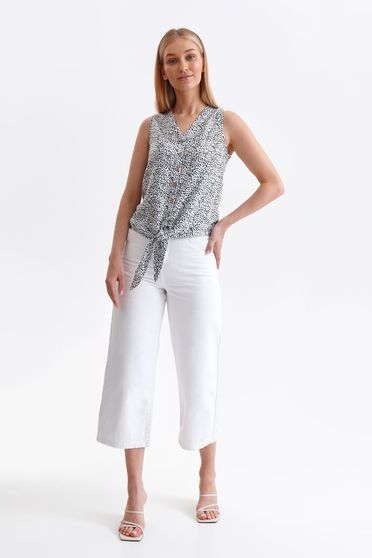 Blouses, White women`s blouse loose fit thin fabric sleeveless - StarShinerS.com