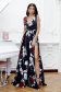 Dress with floral print cloche occasional slit taffeta 1 - StarShinerS.com