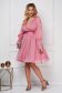 Pink dress short cut from veil fabric with puffed sleeves cloche 3 - StarShinerS.com