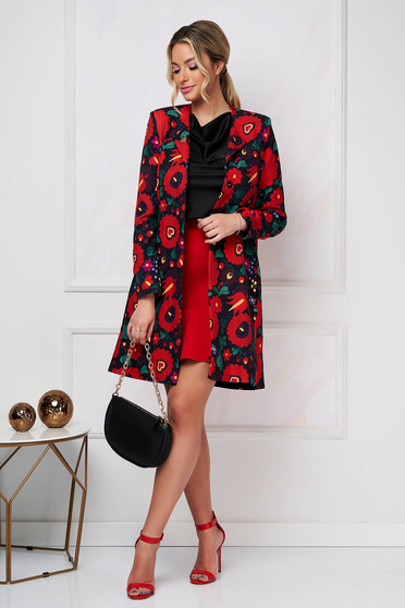 Coats & Jackets, StarShinerS overcoat elastic cloth with floral print lateral pockets straight - StarShinerS.com