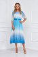 Blue dress midi cloche with elastic waist pleated from veil fabric 3 - StarShinerS.com