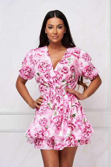 Jumpsuit with elastic waist loose fit georgette with floral print