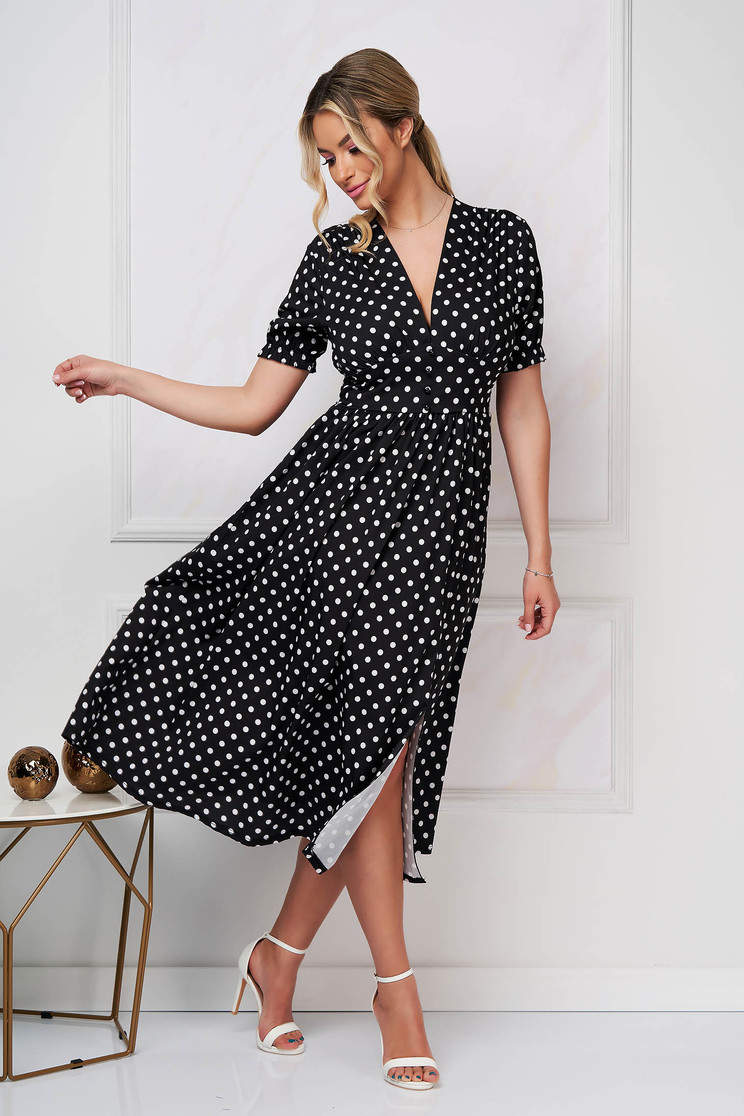 Thin material dresses, Dress midi cloche georgette dots print - StarShinerS.com