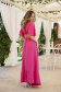 SunShine Georgette Dress with Fuchsia Granulation, Midi A-line with Elastic Waist and Material Cut-Outs 3 - StarShinerS.com