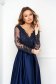 Darkblue dress cloche long laced taffeta wrap over front 4 - StarShinerS.com