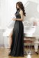 Black dress long from satin cloche slit 2 - StarShinerS.com