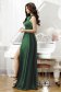 Darkgreen dress long from satin cloche slit 2 - StarShinerS.com