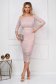 Lightpink midi dress with tented cut from laced fabric off-shoulder - StarShinerS 3 - StarShinerS.com