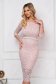 Lightpink midi dress with tented cut from laced fabric off-shoulder - StarShinerS 1 - StarShinerS.com