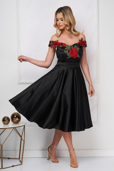 Elegant dresses, Black dress occasional midi cloche taffeta - StarShinerS.com