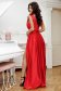 Red dress long cloche taffeta accessorized with tied waistband strass 2 - StarShinerS.com
