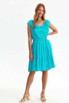 Turquoise dress casual midi cloche with ...