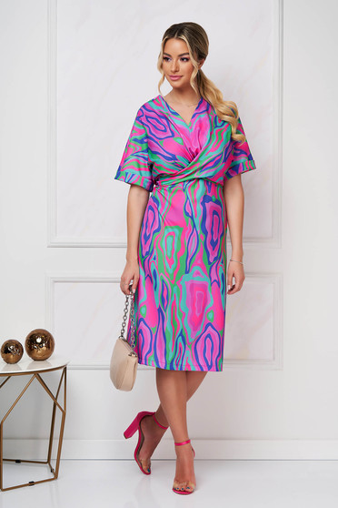 StarShinerS dress midi straight georgette abstract