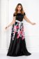 Long taffeta dress in flared style with floral print - Artista 3 - StarShinerS.com