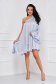 Gray Satin Dress with Asymmetric Wide Cut - Artista 4 - StarShinerS.com