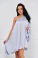 Gray Satin Dress with Asymmetric Wide Cut - Artista 2 - StarShinerS.com