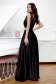 Black dress long cloche taffeta accessorized with tied waistband strass 2 - StarShinerS.com