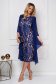 Blue dress elegant midi straight lace and crystal embellished details 1 - StarShinerS.com