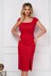 - StarShinerS red dress midi pencil crepe with glitter details 1 - StarShinerS.com