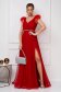 Long cloche from tulle with embellished accessories feather details red dress 3 - StarShinerS.com
