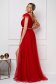 Long cloche from tulle with embellished accessories feather details red dress 2 - StarShinerS.com