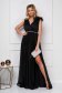 Black dress occasional long cloche from tulle with glitter details with crystal embellished details 4 - StarShinerS.com