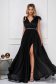 Black dress occasional long cloche from tulle with glitter details with crystal embellished details 3 - StarShinerS.com