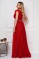 Red dress occasional long cloche from tulle with glitter details with crystal embellished details 2 - StarShinerS.com