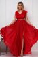 Red dress occasional long cloche from tulle with glitter details with crystal embellished details 4 - StarShinerS.com