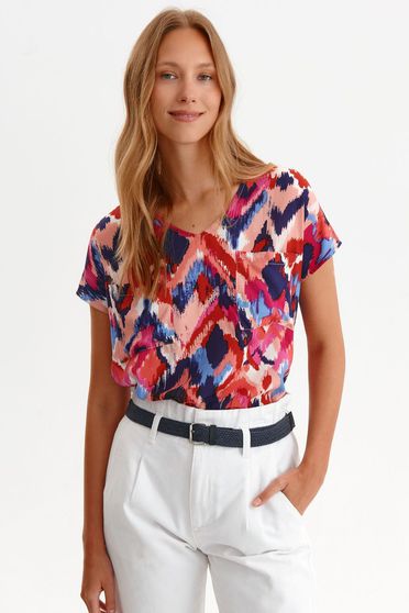 Casual shirts, Women`s shirt casual thin fabric abstract with front pockets - StarShinerS.com