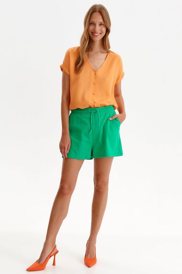 Green short casual medium waist cotton lateral pockets